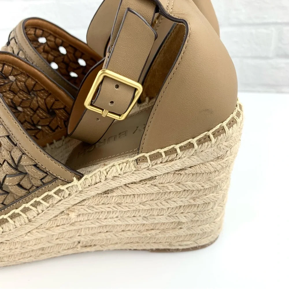 NEW! Tory Burch Basketweave Beige Espadrilles Wedges Size 8.5 $348
